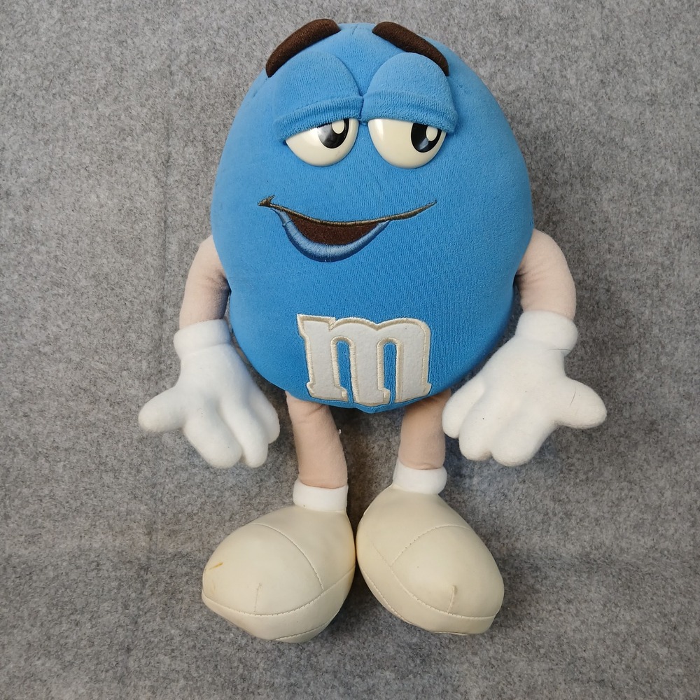 M&M's Plush Toy Large Blue Character Stuffed Advertising 14" Posable Collectible